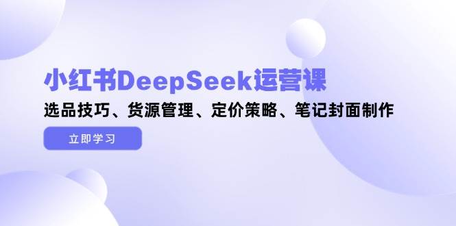 小红书DeepSeek运营课，选品技巧、货源管理、定价策略、笔记封面制作-寒山客