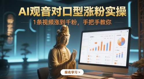 AI观音对口型涨粉实操，1条视频涨到千粉，手把手教你-寒山客