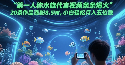 第一人称水族代言视频条条爆火，20条作品涨粉8.5W，小白轻松月入五位数-寒山客