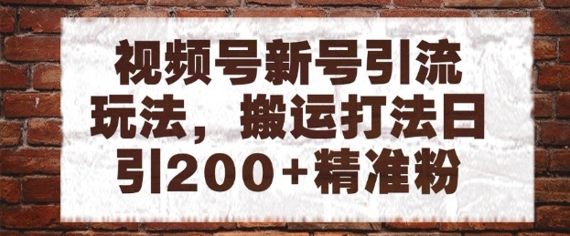 视频号新号引流玩法，搬运打法日引200+精准粉，可矩阵放大【揭秘】-寒山客