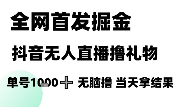 全网首发掘金抖音无人直播撸礼物，单号1k +无脑撸，当天拿结果【揭秘】-寒山客