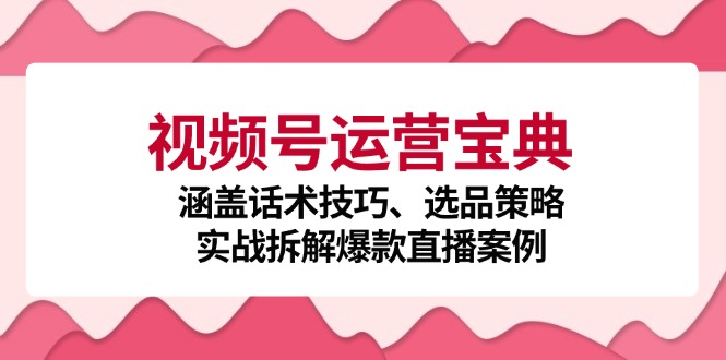 视频号运营宝典：涵盖话术技巧、选品策略、实战拆解爆款直播案例共研网创-网赚项目-副业赚钱-互联网创业-资源整合-共研赋能共研网创社