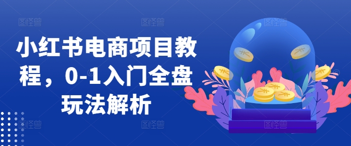 小红书电商项目教程，0-1入门全盘玩法解析共研网创-网赚项目-副业赚钱-互联网创业-资源整合-共研赋能共研网创社